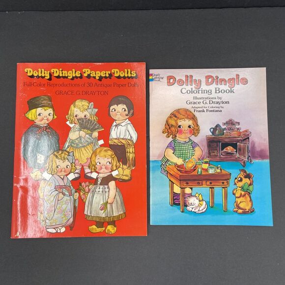 Dover Publications Other - Lot of 2 Dolly Dingle 30 Full Color Paper Dolls and Coloring Book Grace Drayton